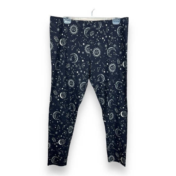 NEW BLACK CELESTIAL LEGGINGS JUNIORS 19 WOMENS XL STRETCH SUN MOON - Picture 1 of 12